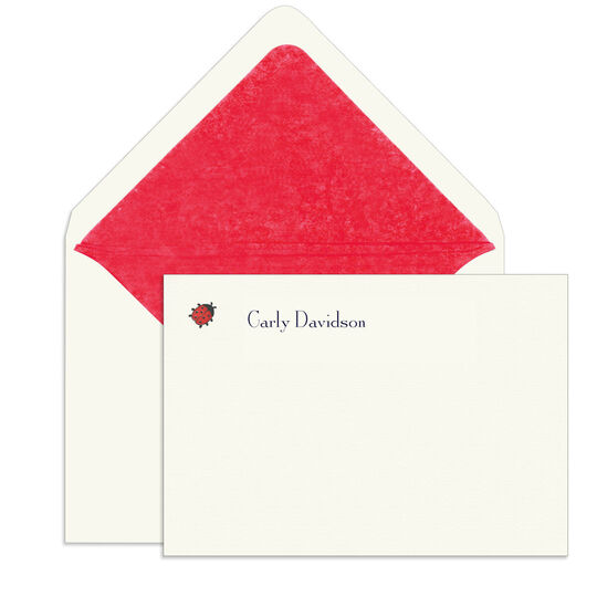 Ladybug Engraved Motif Flat Note Cards